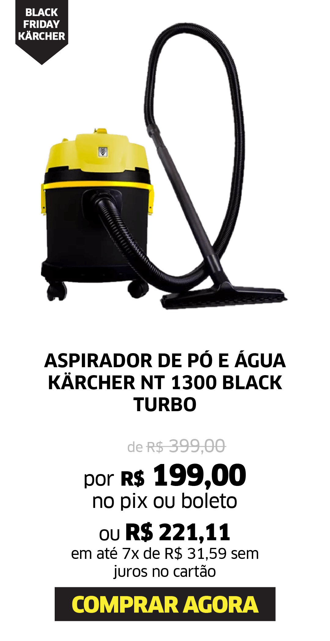 ASPIRADOR DE PÓ E ÁGUA KÄRCHER NT 1300 BLACK TURBO