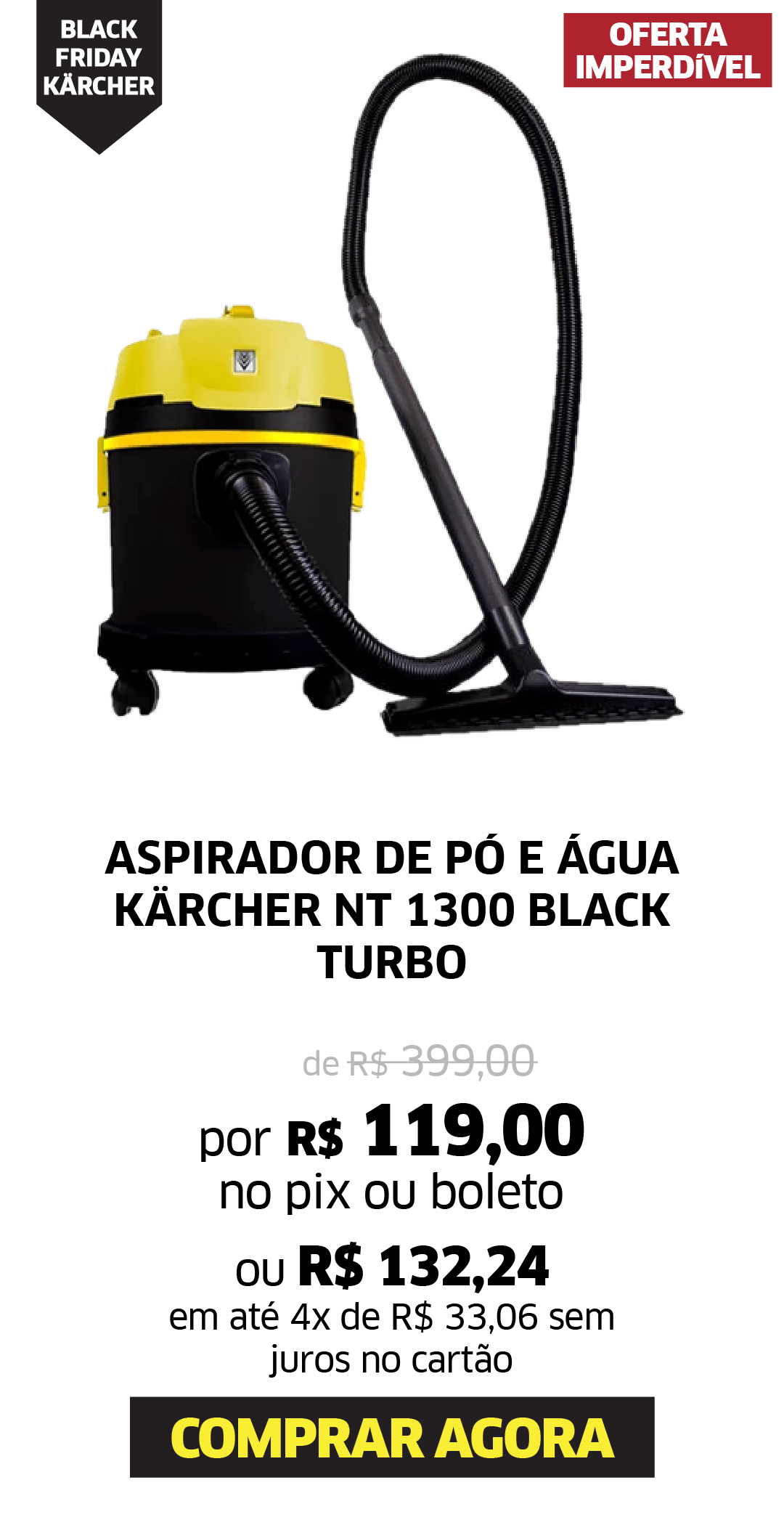 ASPIRADOR DE PÓ E ÁGUA KÄRCHER NT 1300 BLACK TURBO