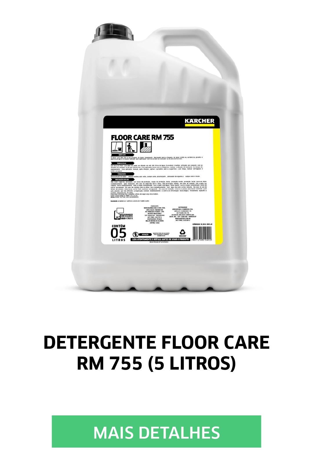 DETERGENTE FLOOR CARE - RM 755 (5 LITROS)